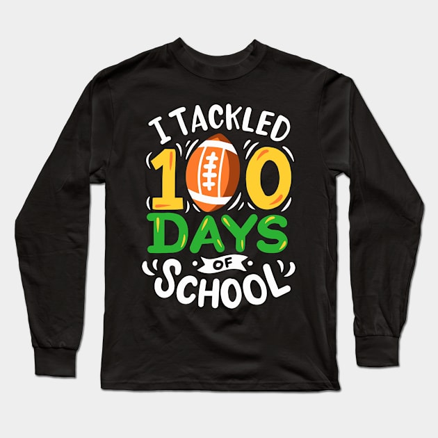 100 Days of School Football Long Sleeve T-Shirt by KAWAIITEE